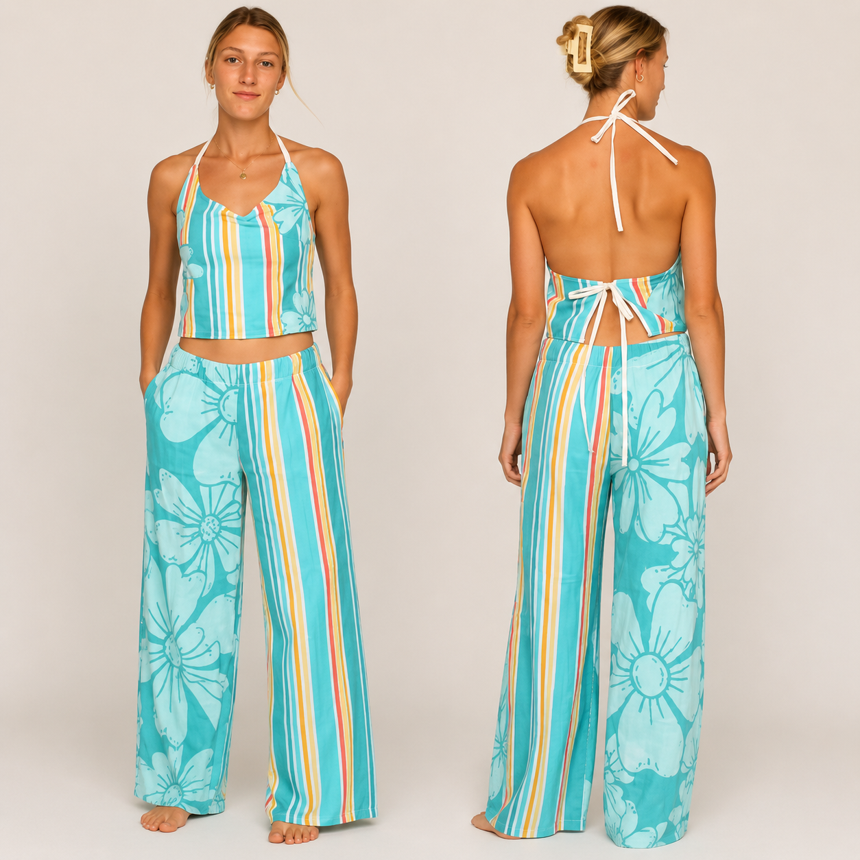 Aqua Stripe Bloom Set