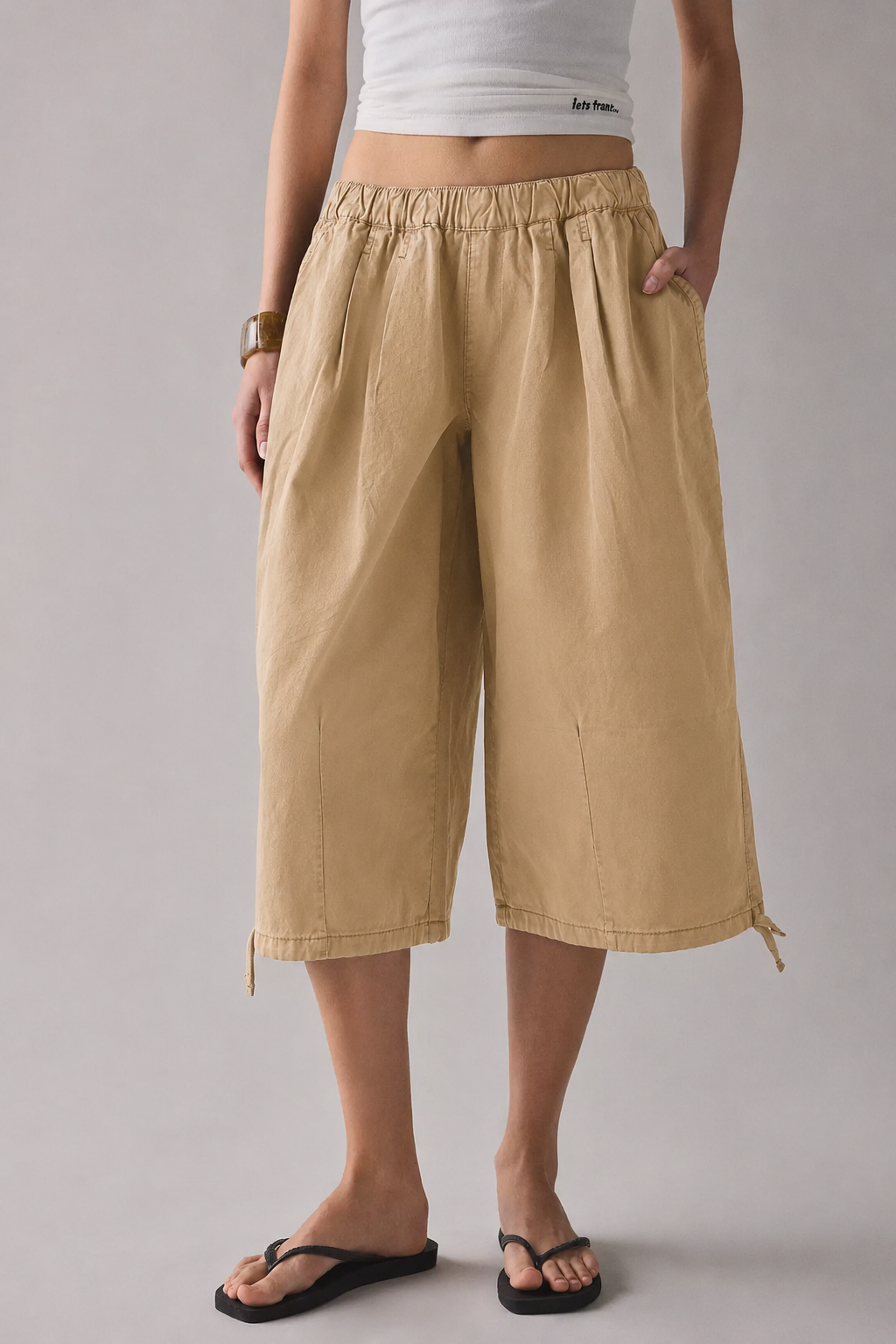 Bobbi Cropped Baggy Pull-On Pants