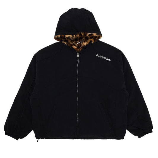 Faux Fur Reversible Hooded Track Jacket
