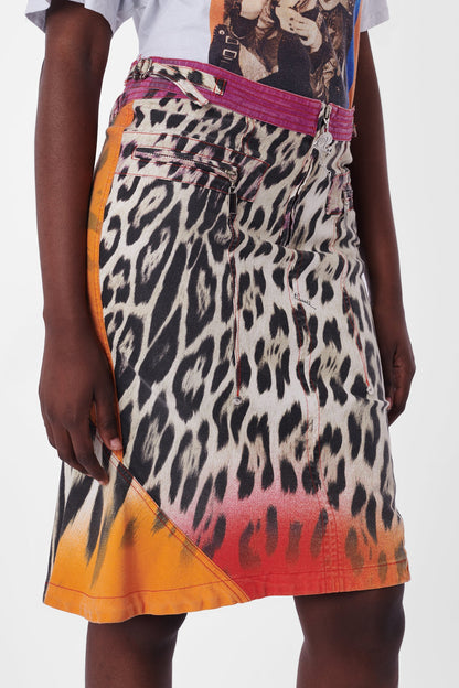 Animal Print Denim Skirt