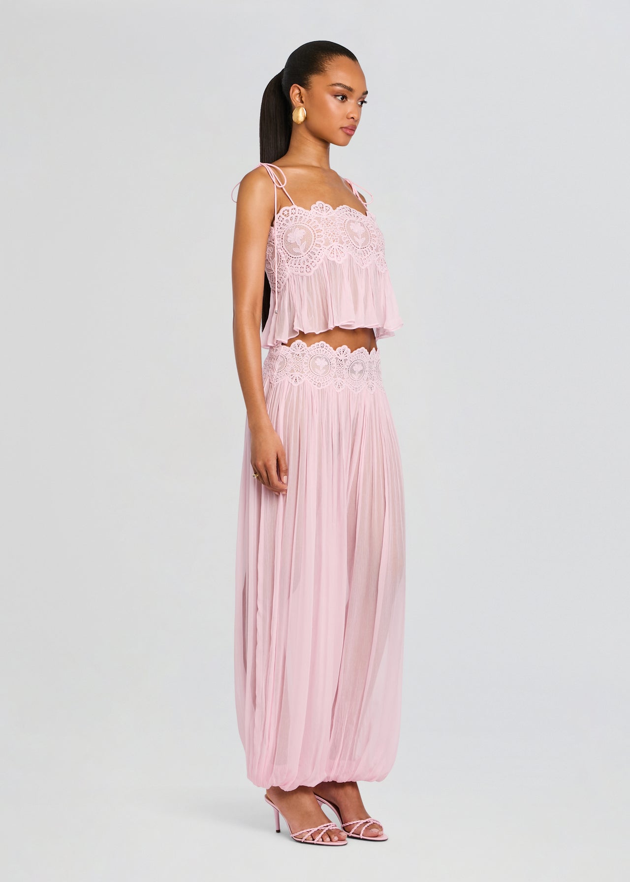 Luenie Chiffon Top And Pants Set