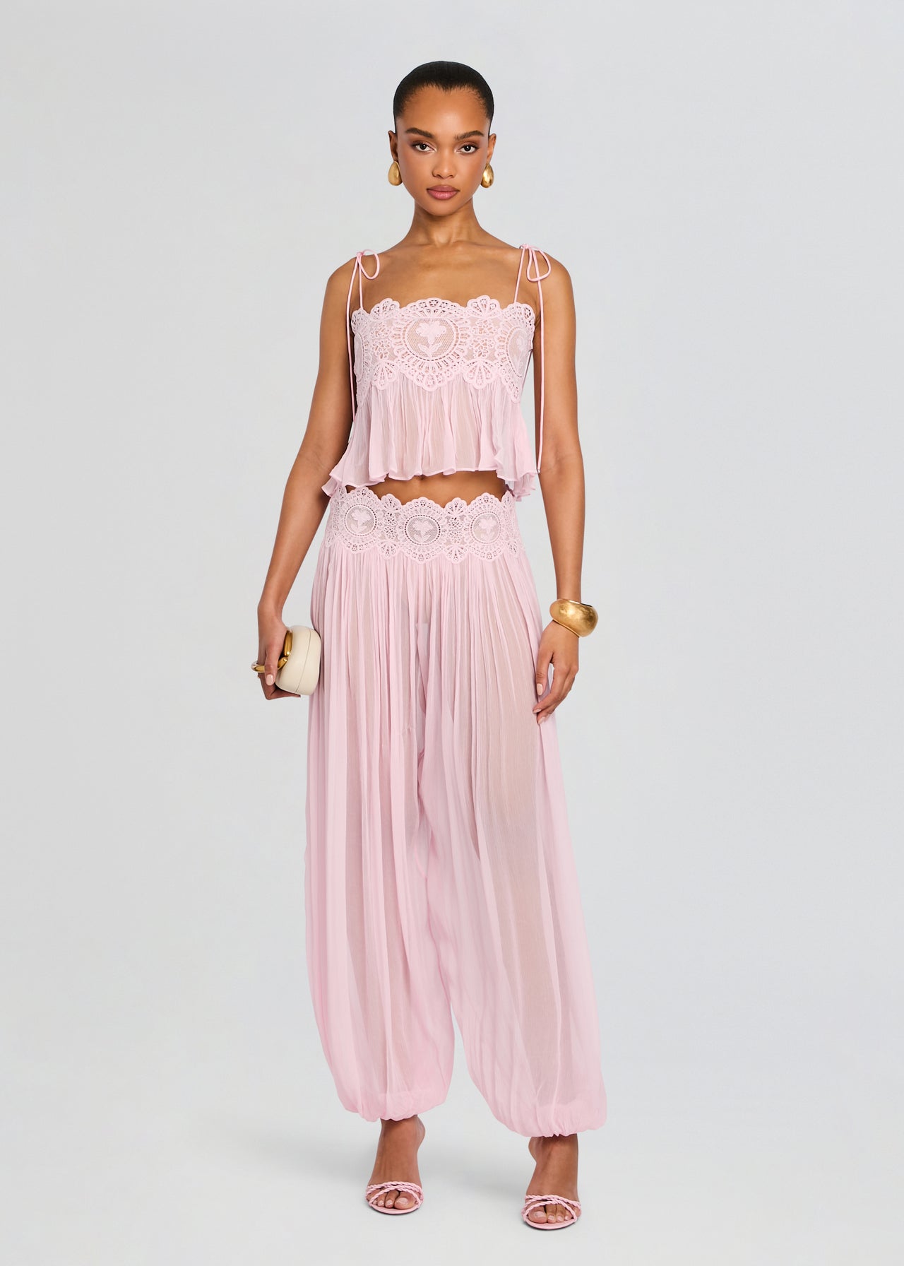 Luenie Chiffon Top And Pants Set
