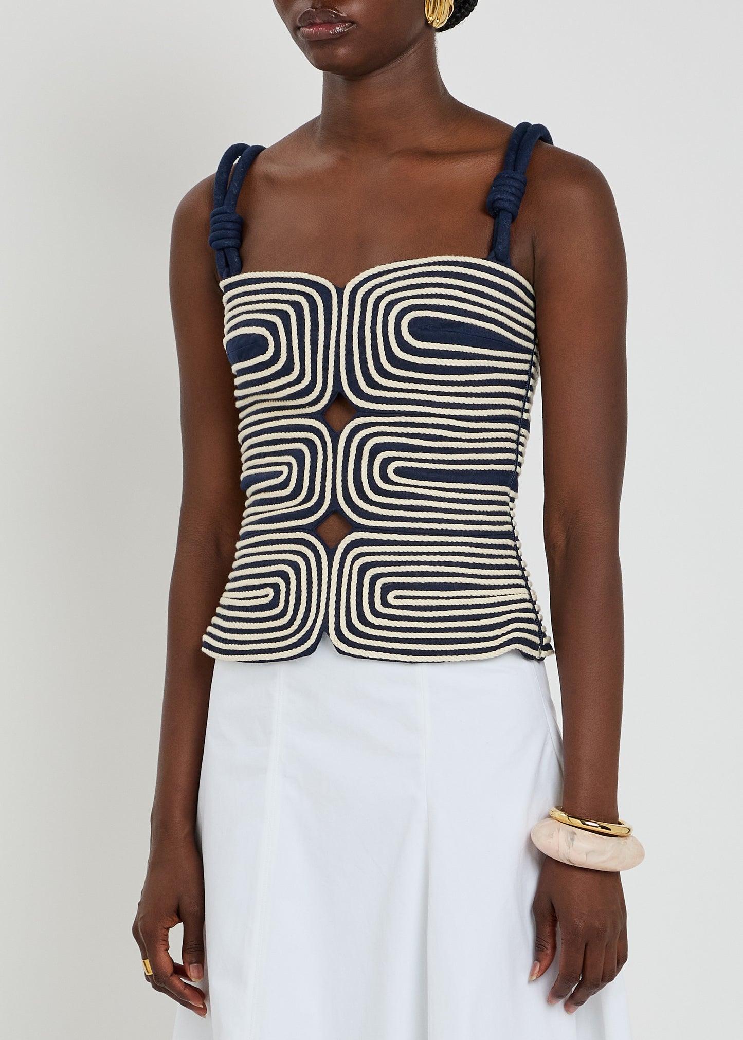 Marea Rope-Effect Linen Top