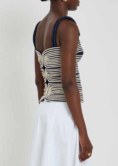 Marea Rope-Effect Linen Top