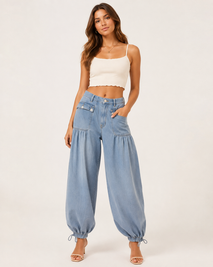 Women's Boho Lotus Balloon Jeans