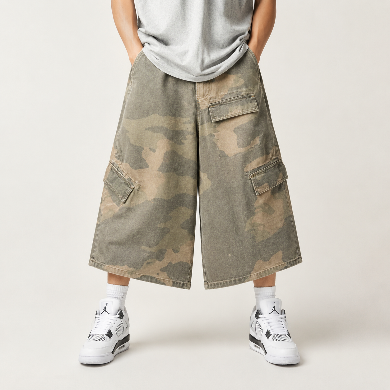 Desert Camo Wide-Leg Jorts