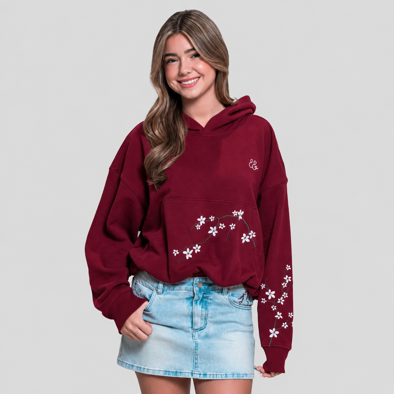 Bubble Hem Fleece Hoodie
