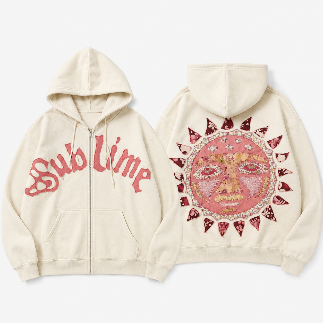 Sun Patchwork Zip Hoodie
