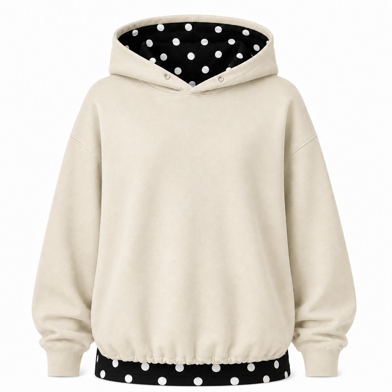 Polka Lined Oversized Hoodie