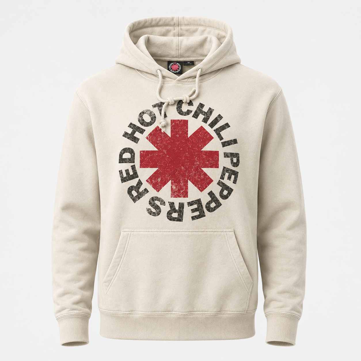 Cream Distressed Graphic Hoodie