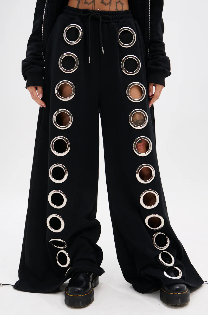 Through The Night Wide Leg Sweatpant With Hole