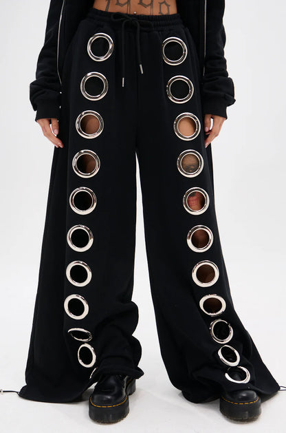 Through The Night Wide Leg Sweatpant With Hole