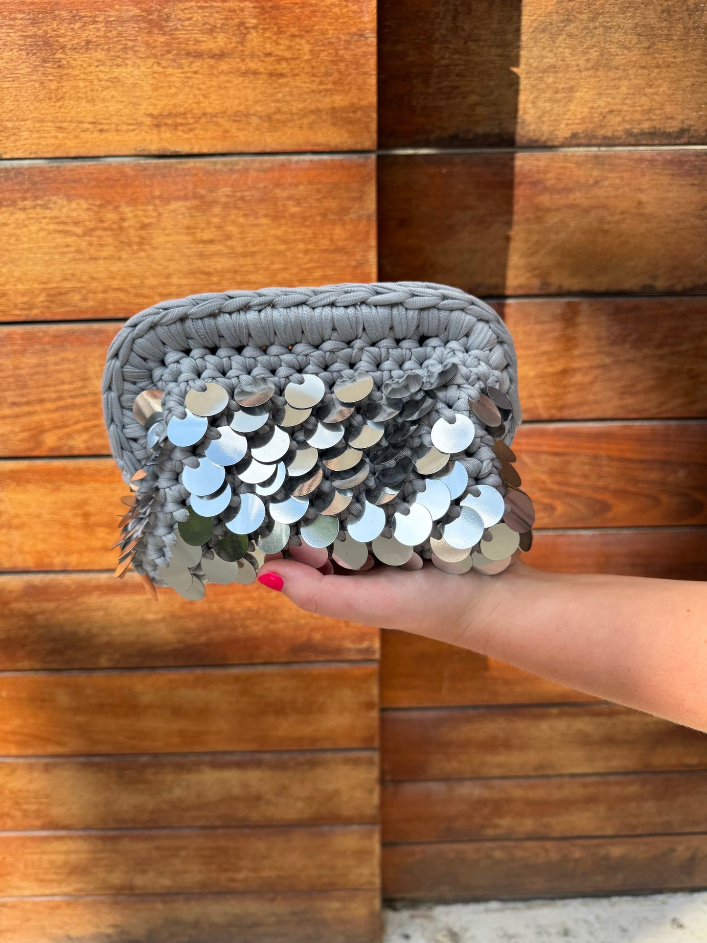 Classic Solid Sequin Clutch