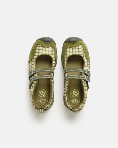 Olive Check Strap Shoes