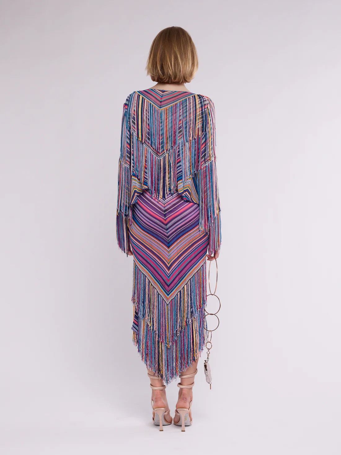 Chevron Knit Fringe Dress and Cardi