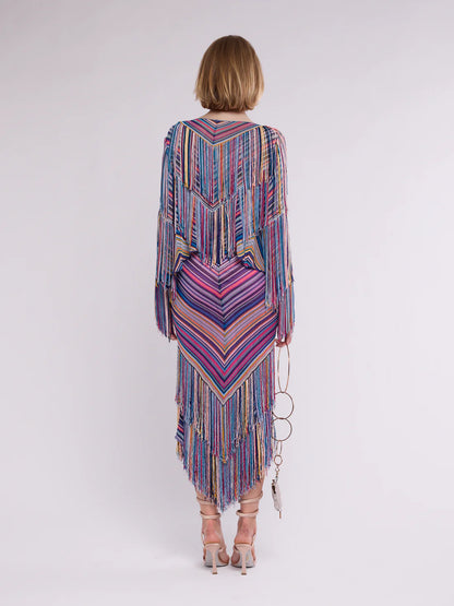 Chevron Knit Fringe Dress and Cardi