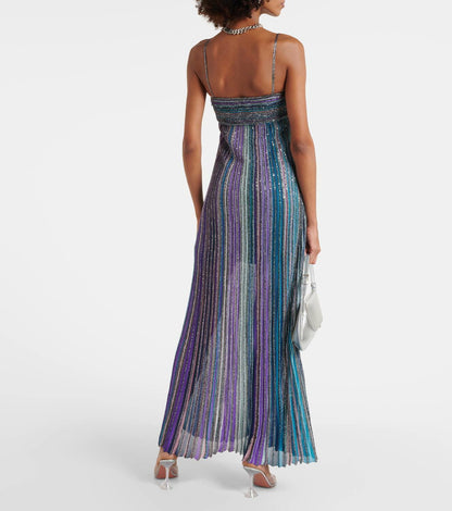 Striped Lamé Maxi Dress