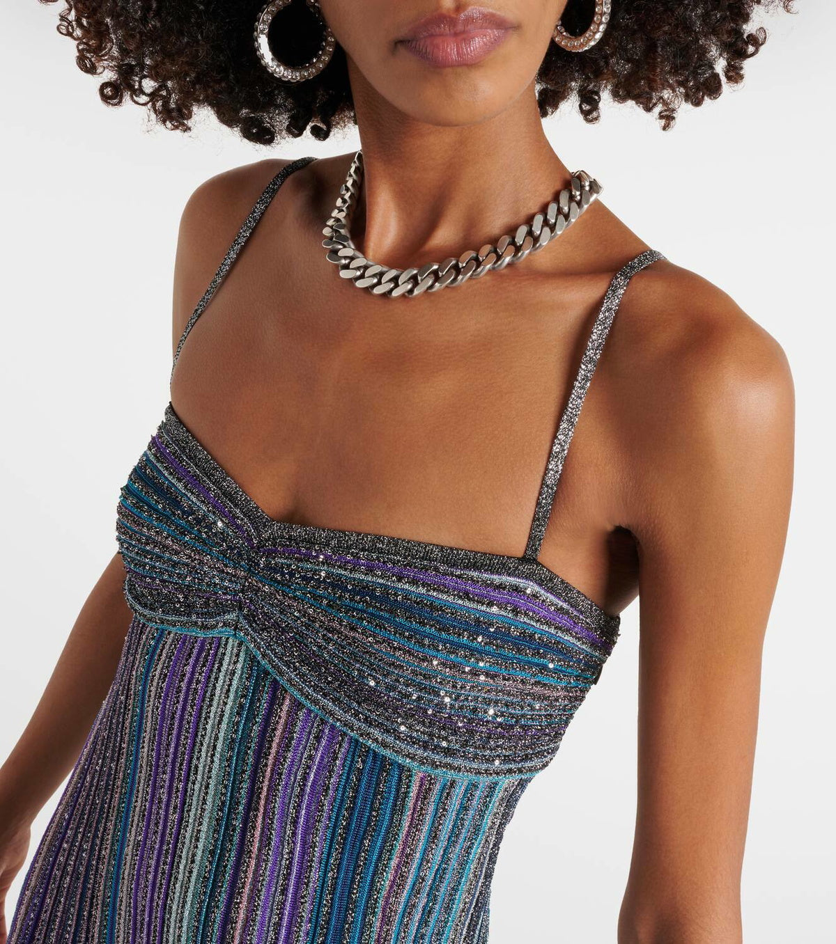 Striped Lamé Maxi Dress