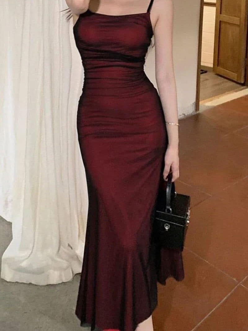 Red Wine Mesh Bodycon