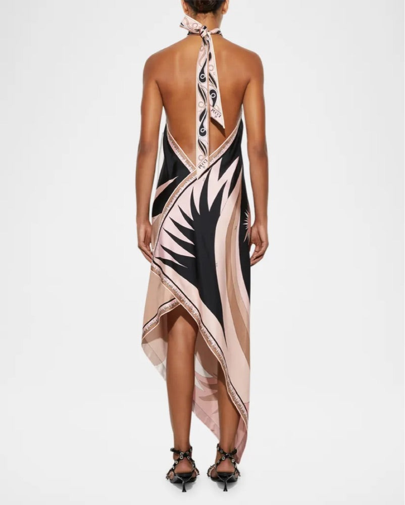 Print Silk Twill Halter Max