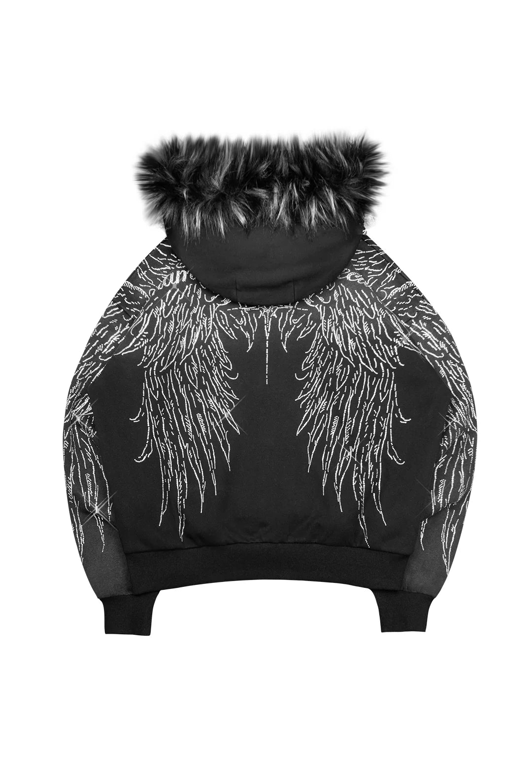 Fallen Faux Fur Rhinestone Zip Hoodie And Sweatpants
